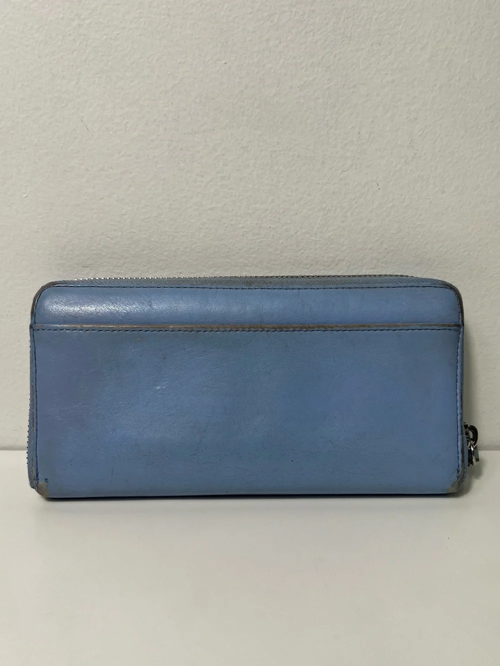 Coach Periwinkle Light Blue Leather Accordion Continental Zip Around Long Wallet